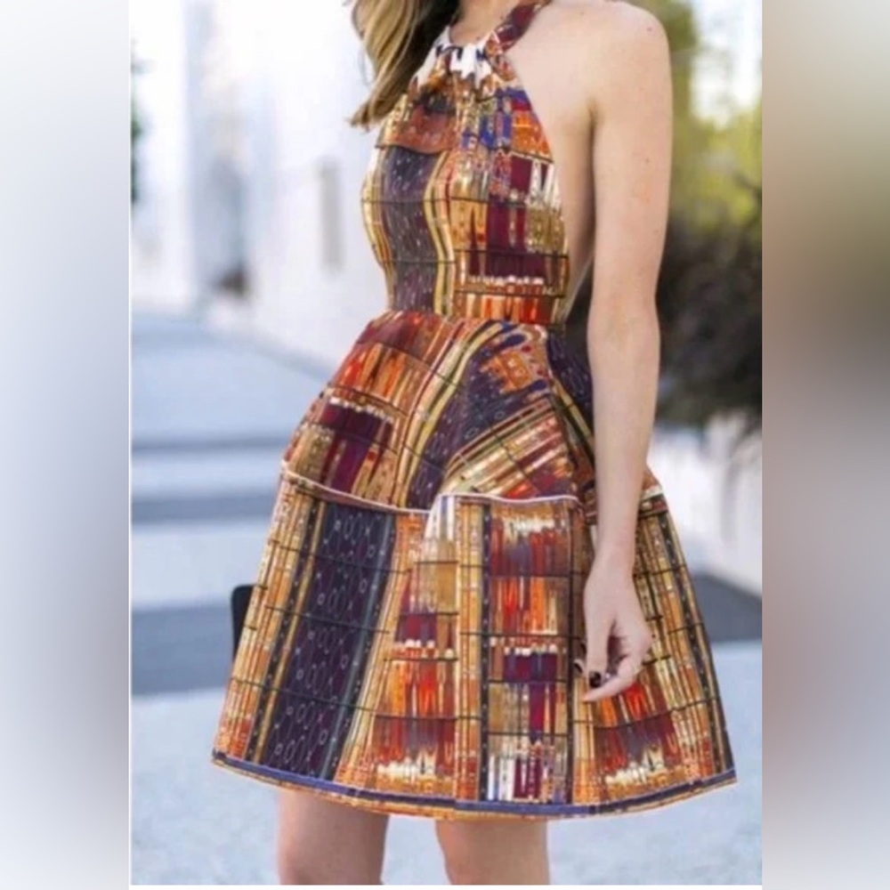 H&M Ltd Ed Studio Mosaic Collection - Structured Print Halter Dress
